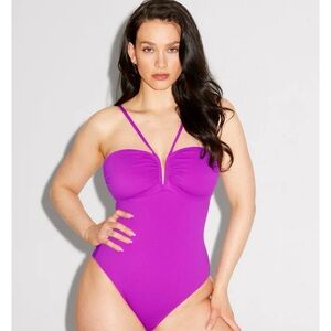 Purple Plunging V-Neck One Piece